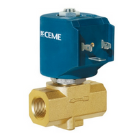 Gjennomstrømnings elektromagnetventil CEME 9914 230V 1/2" teflon NC for vann, luft, damp